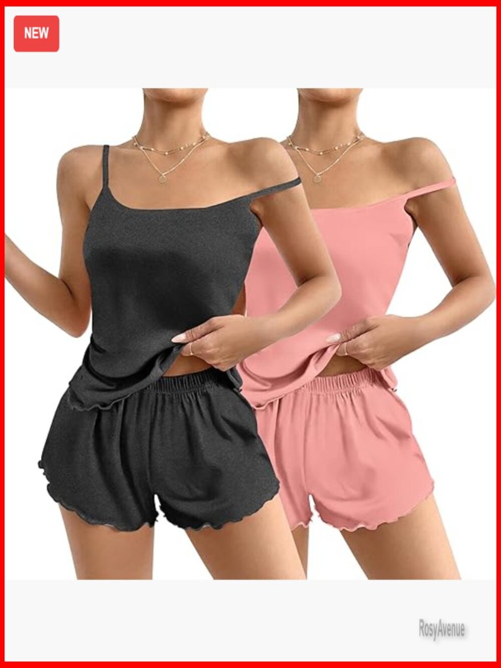 2 Pack Women's Cami Pajama Sets Soft Lounge Shorts Set